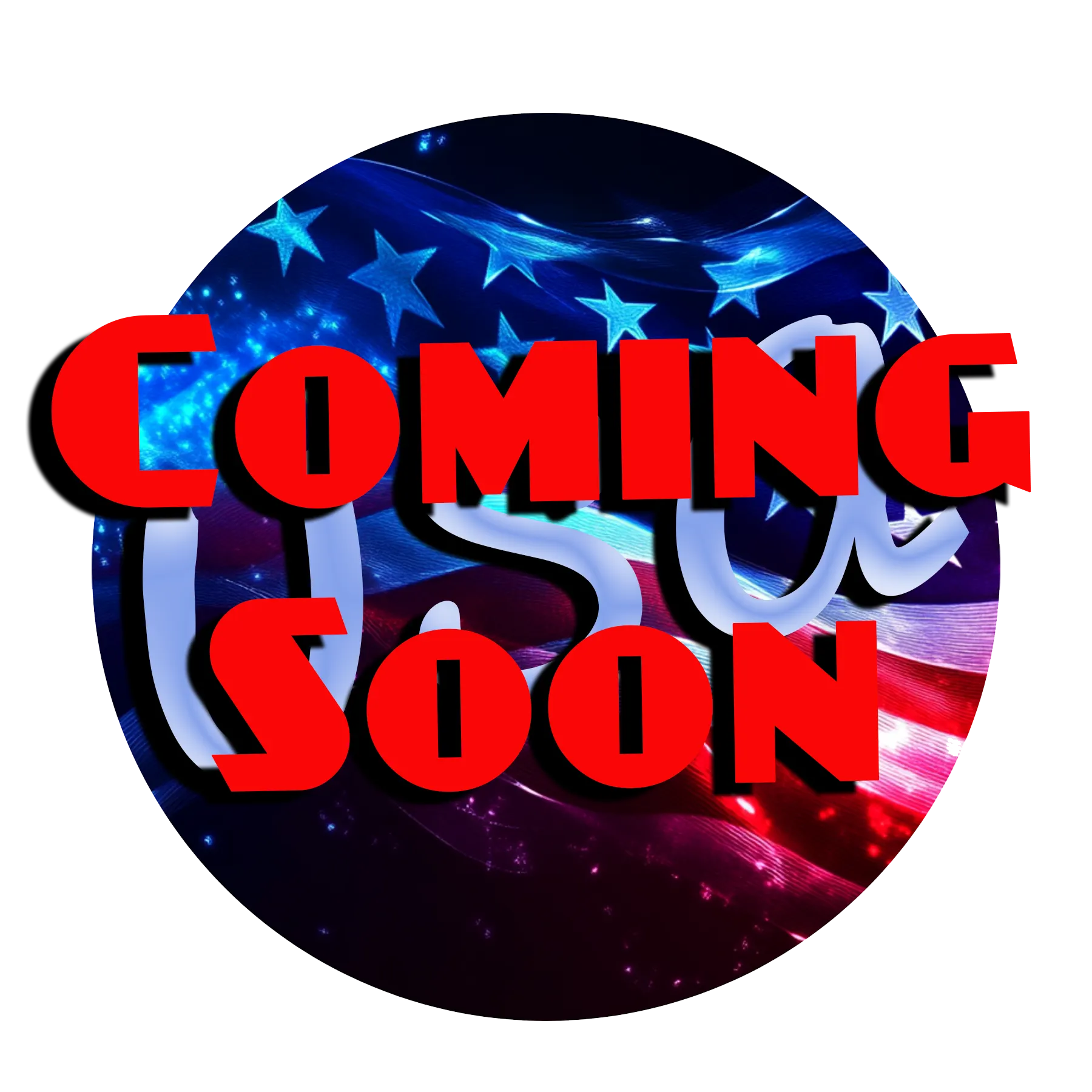 Izzy on the Eyes USA store button with United States flag and Coming Soon USA text