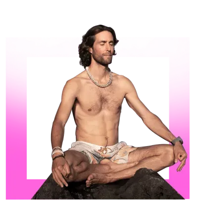 Man meditating on floor in padmasana or louts position