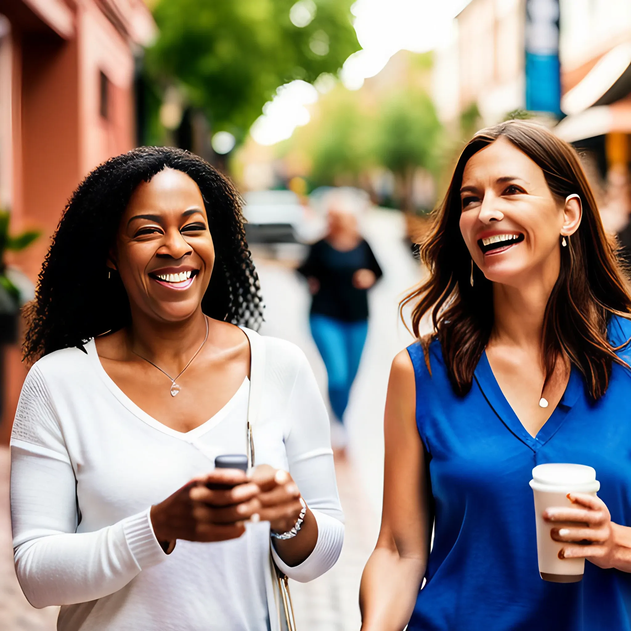 Women walking enjoying coversation