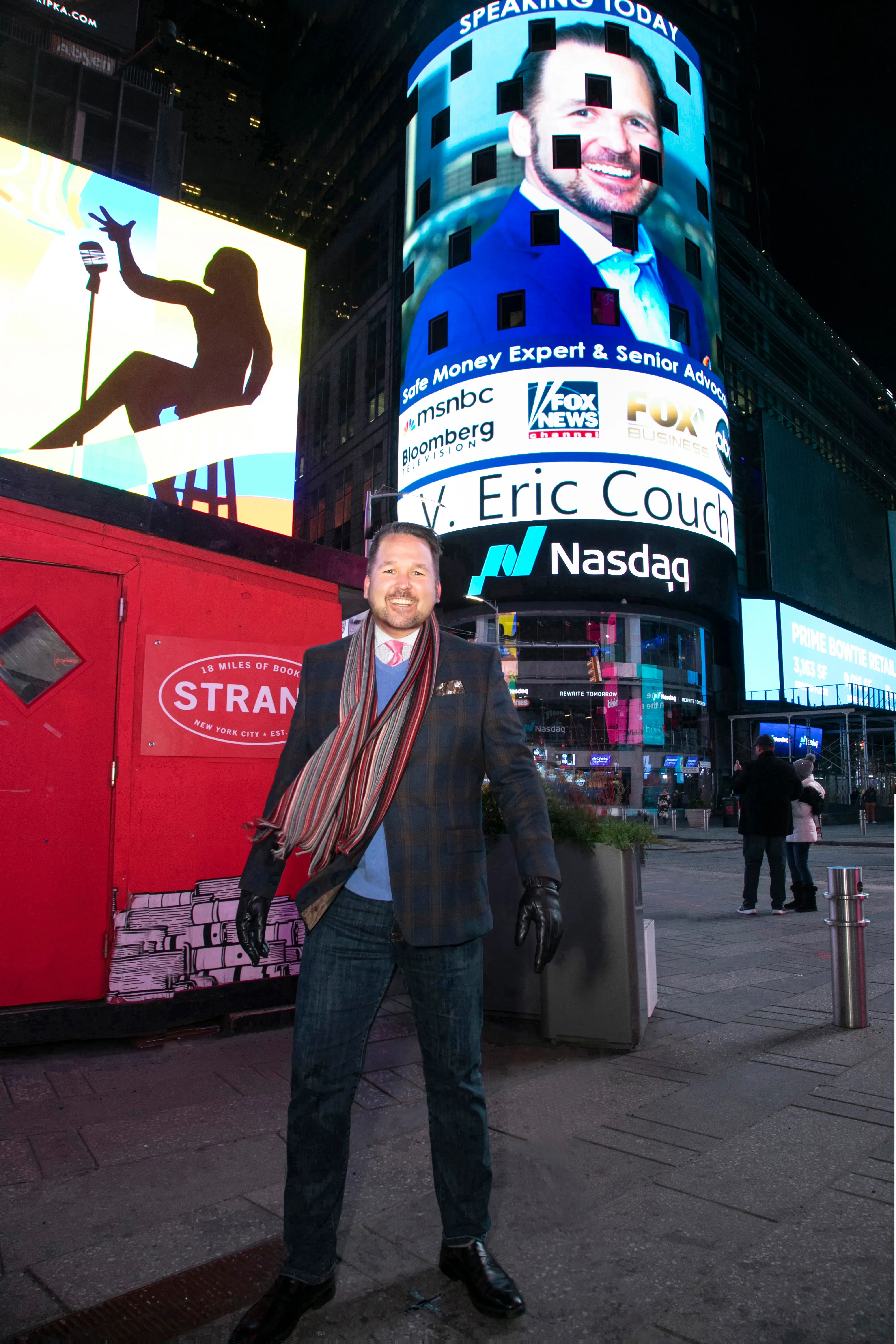 Eric Couch on the NASDAQ Jumbotron in Times Square, New York City