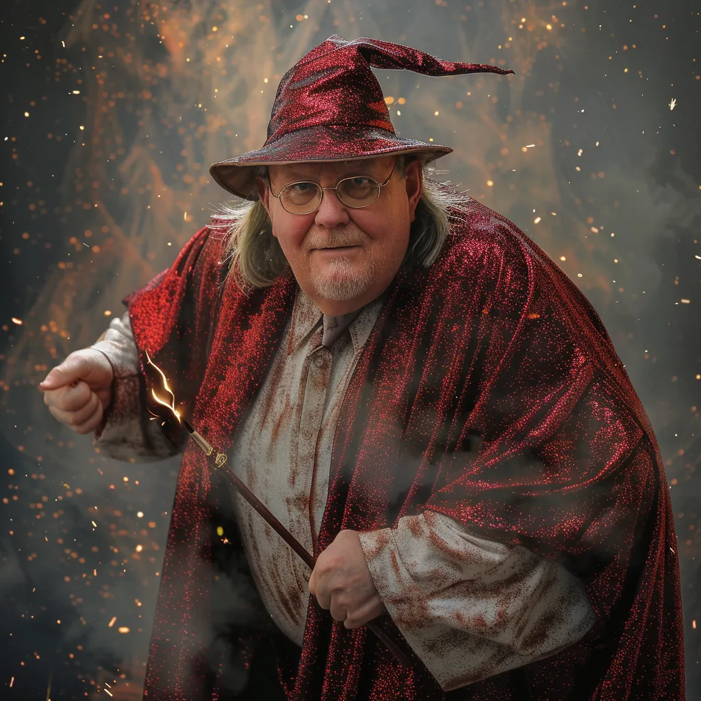 Charles Baldwin dressed as a wizard