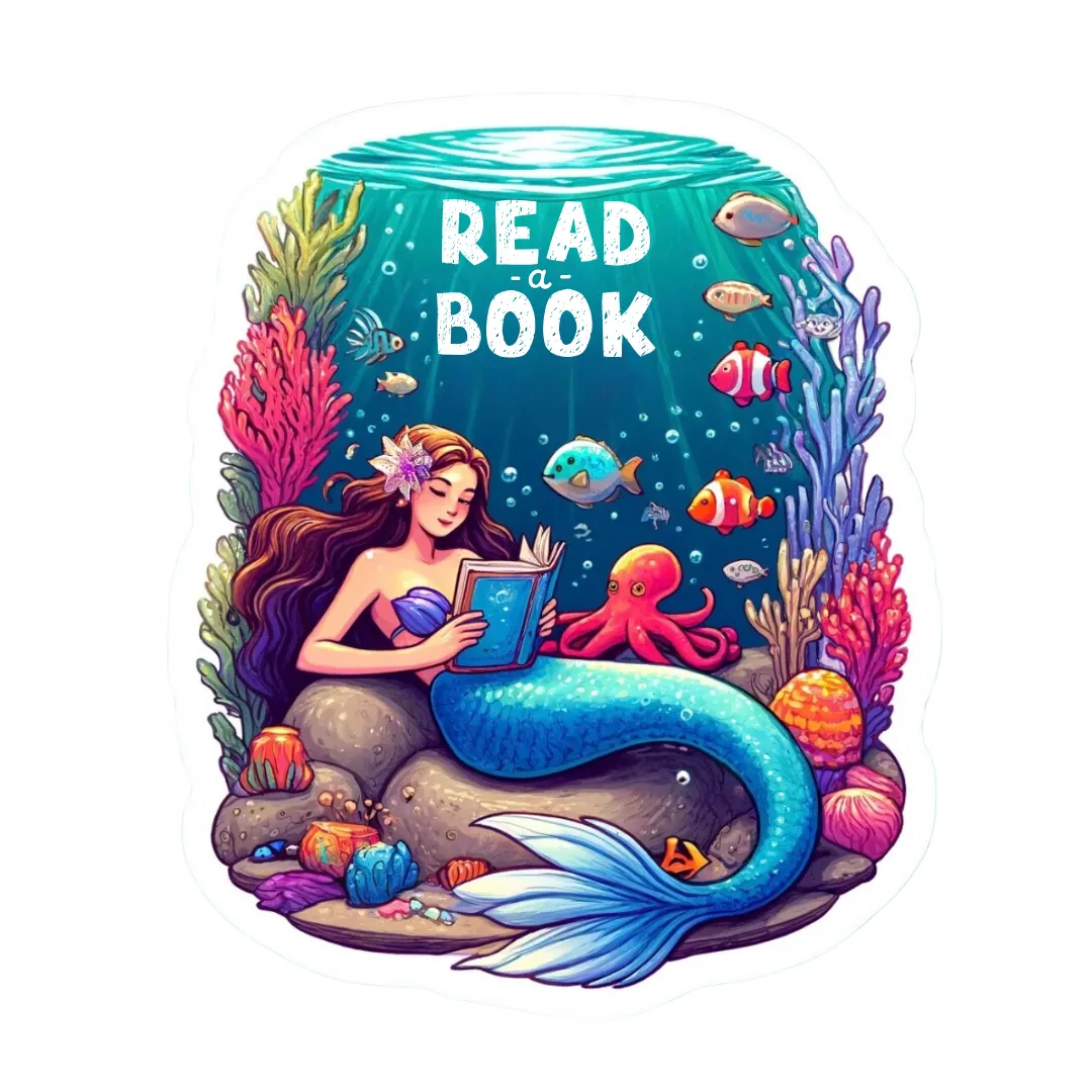 Mermaid sticker-Read a book