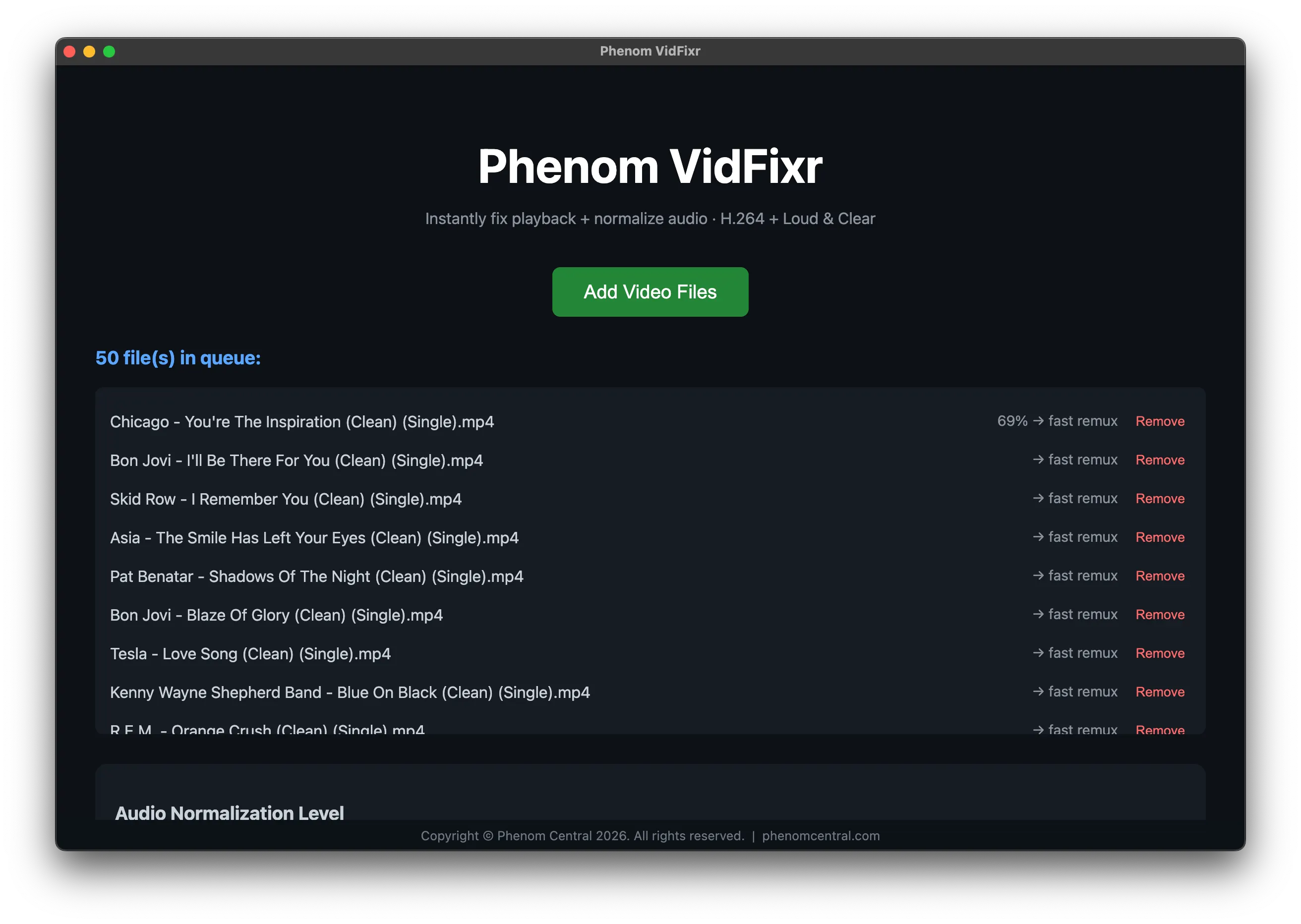 phenom vidfixr - load entire phenom bingo playlist