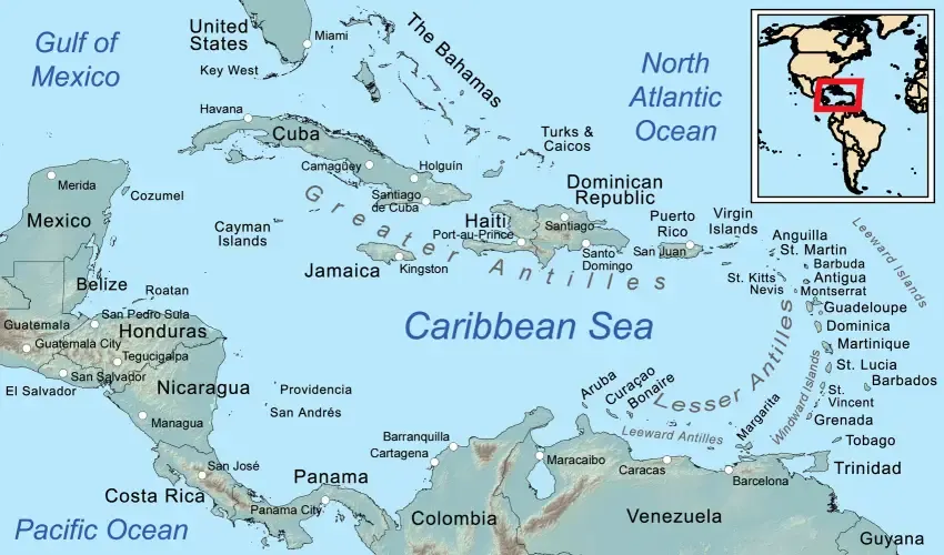 Caribbean map