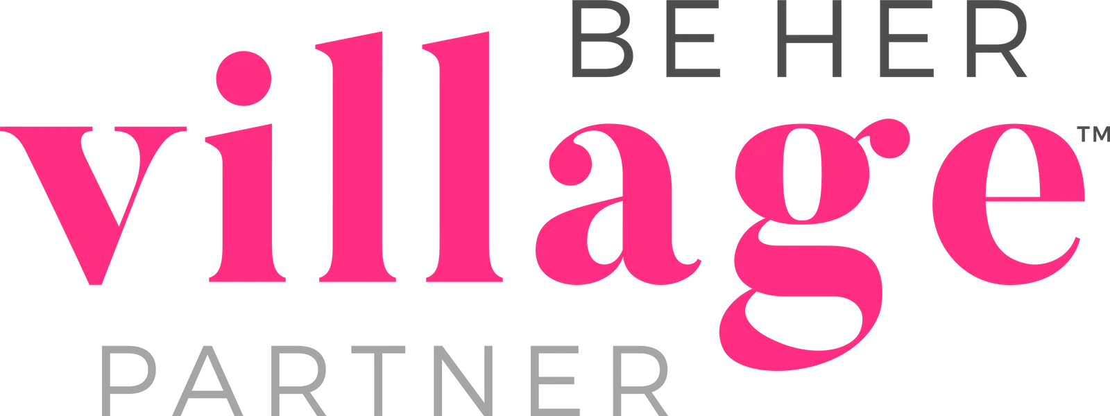 text logo, Be Her Village Partner