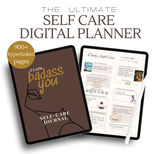 digital self care planner for ipad goodnotes notability xoom electronic planner journal wellness therapy shadow work journal worksheets hyperlinked book 