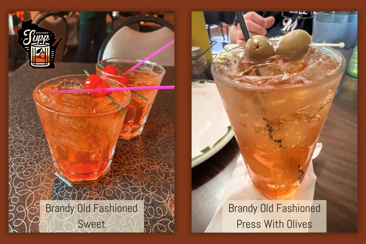 Brandy Old Fashioned Sweet and Brandy Old Fashioned Press with Olives