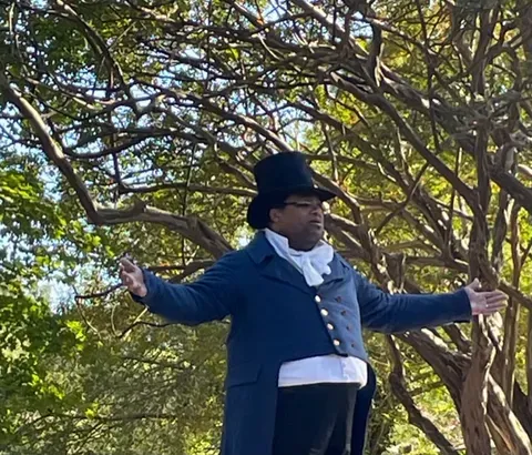 Stephen Seals portraying James Armistead Lafayette in Colonial Williamsburg