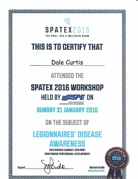 Legionnaires Disease Certificate