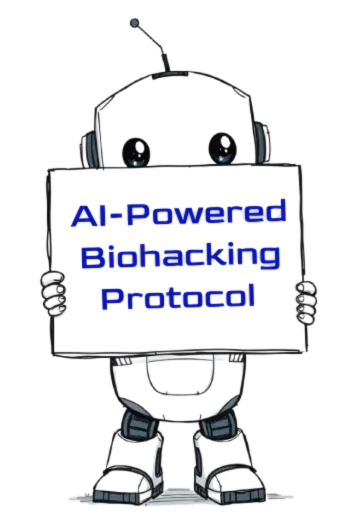 Futuristic biohacking robot symbolising energy, focus and longevi