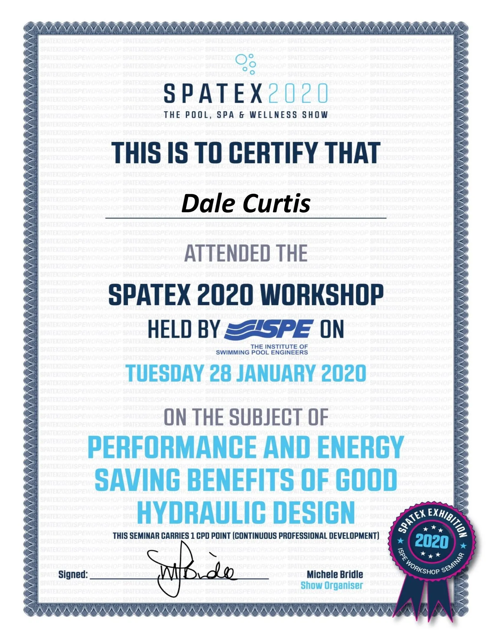 Pool Performance and Energy Saving Certificate