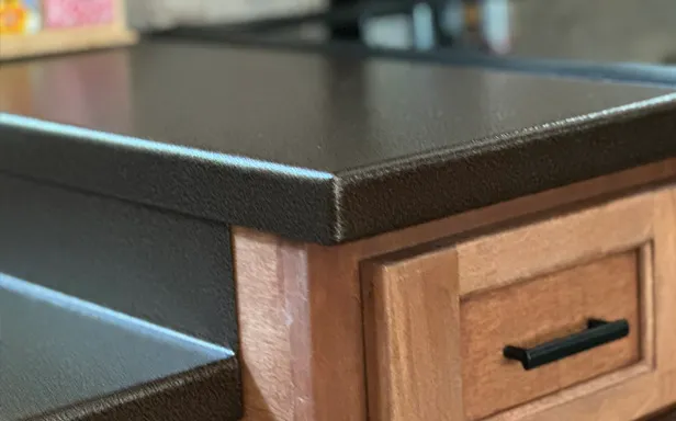 dark metal countertop