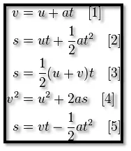 SUVAT EQUATIONS