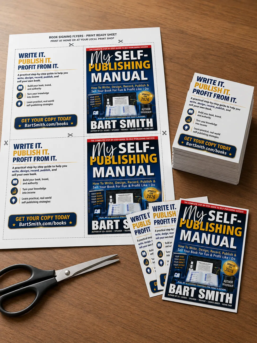 Stack Of 1/4-Page Flyers For Books, Events & Promotions