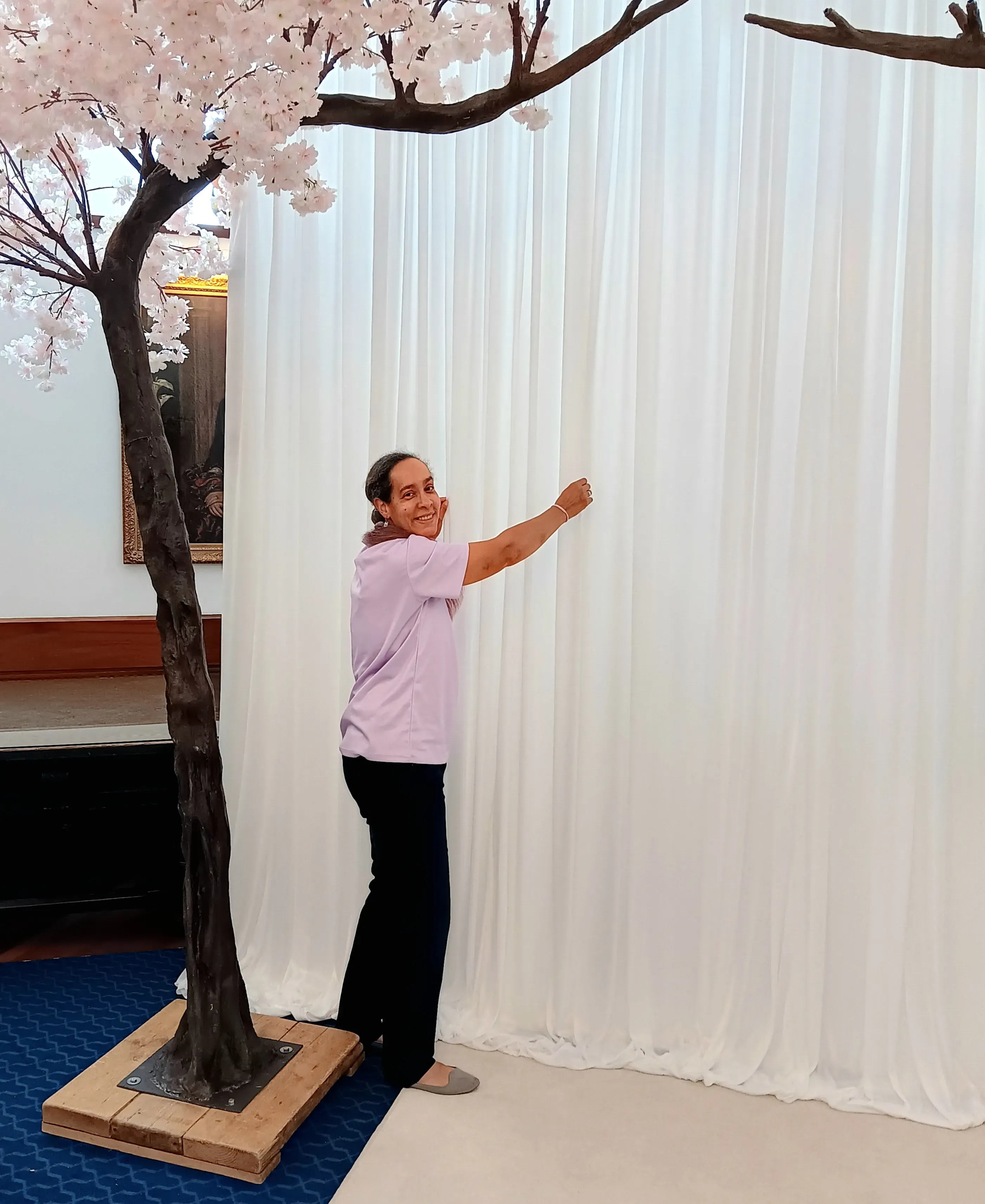 michelle straightening silk white drapes