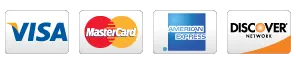 Credit cards accepted, Visa, Mastercard, American Express, Discover
