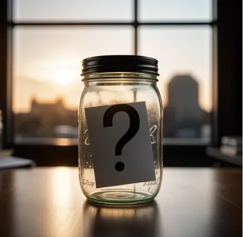 Mason Jar With  A Question Mark 