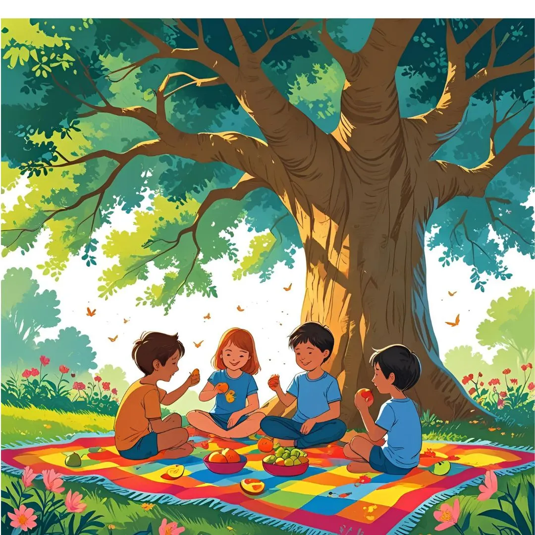 kids enjoying their "picnic" time