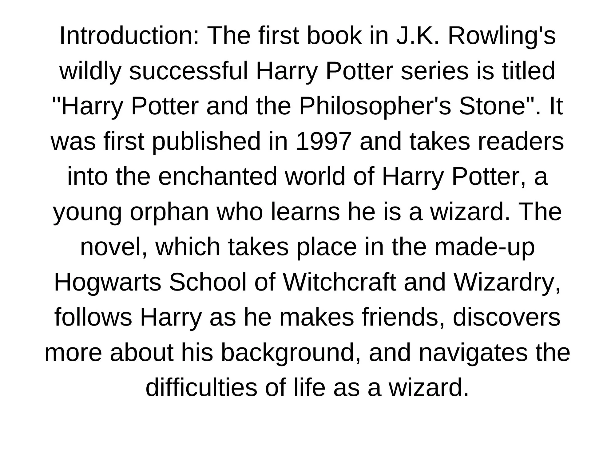 Harry Potter part 1 Introduction