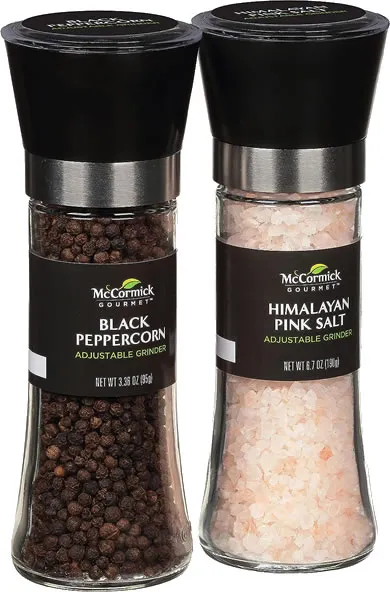 Himalayan Pink Salt & Black Peppercorn Adjustable Grinder