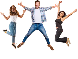 People jumping for joy