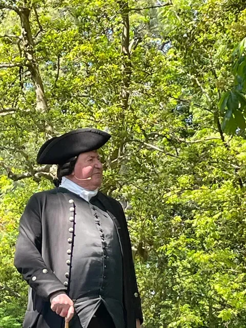 Patrick Henry portrayed in Colonial Williamsburg by Richard Schumann. He recounts passage of Patrick Henry's Resolves