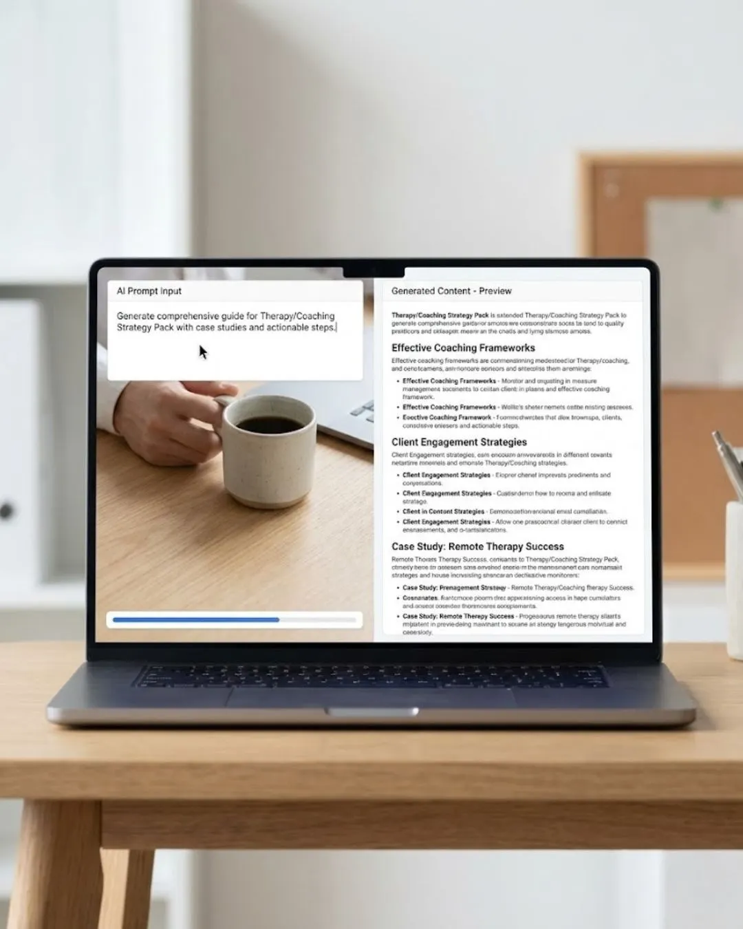 Computer screen displaying expert AI prompt generating marketing strategy.