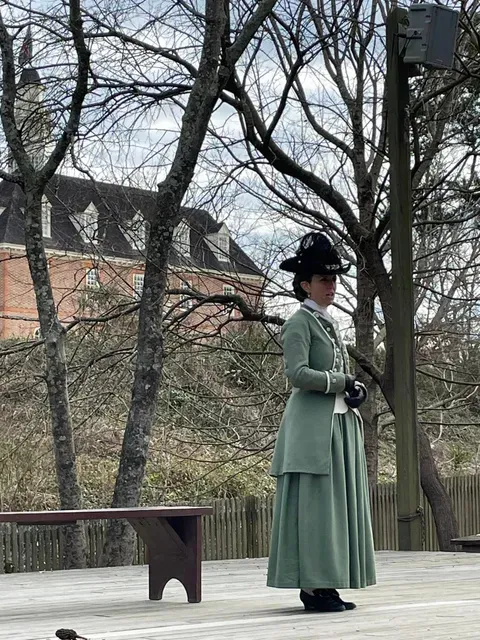 Katharine Pittman as Martha Washington on stage in Colonial Williamsburg