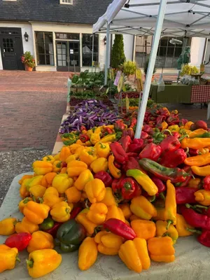 healthy food and peppers in all colors at the Williamsburg Farmer's market