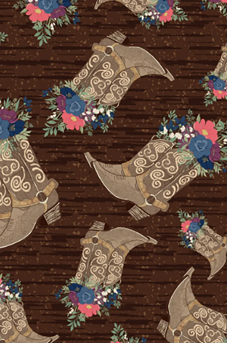 scattered cowboy boots with florals