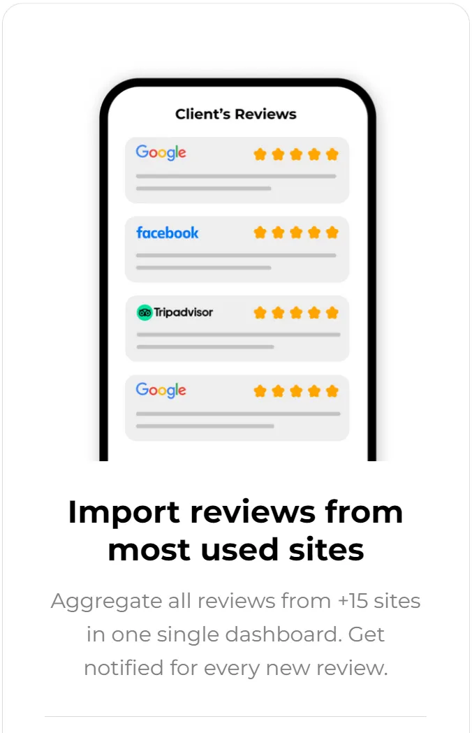 Reputation Import reviews from most used sites