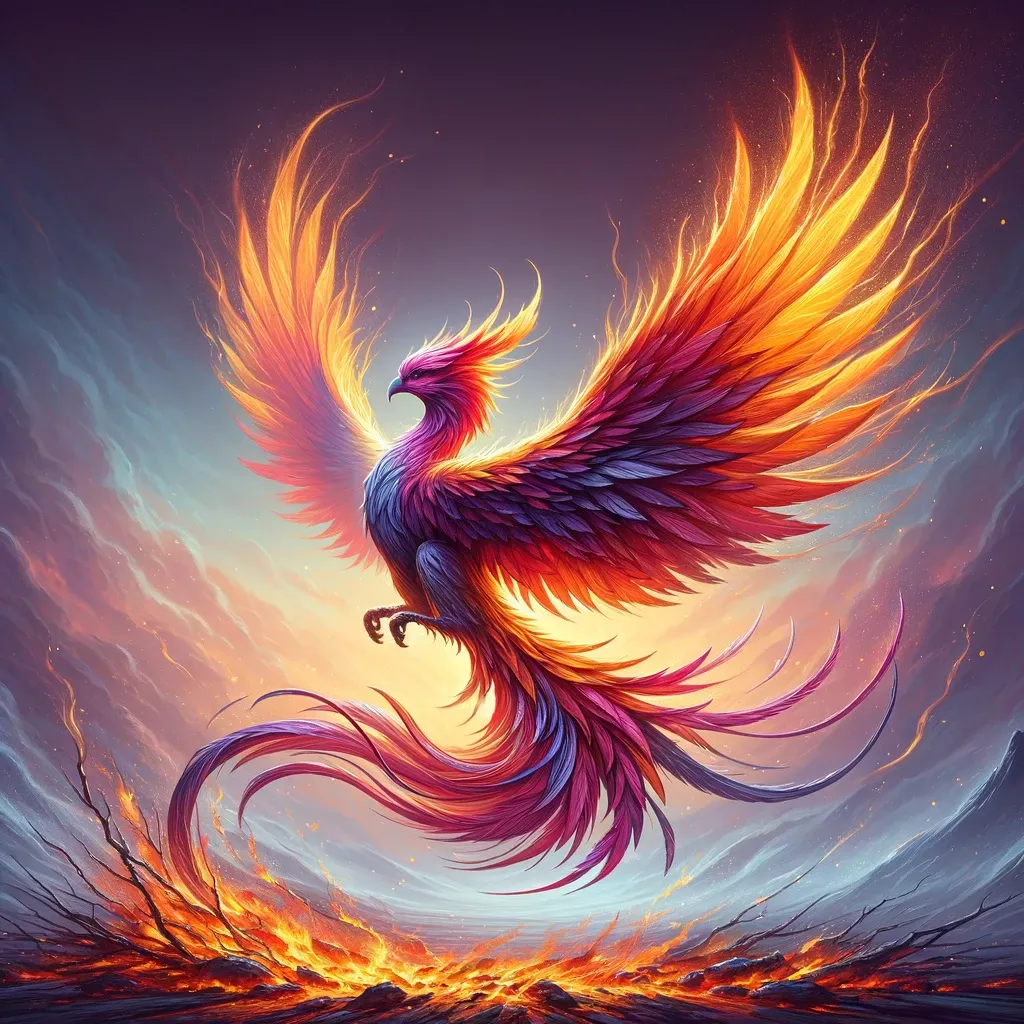 Phoenix Rising - Symbolizing Small Business Rebirth and Growth Post-Failure.