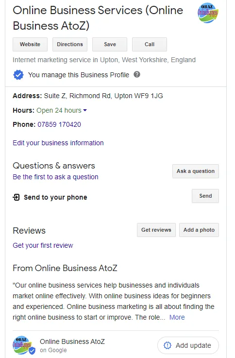 OBAZ -google business profile listing