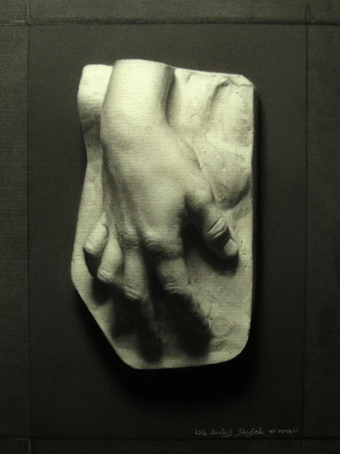 Leonardova roka slikarsko delo olje na platno Nik Anikis