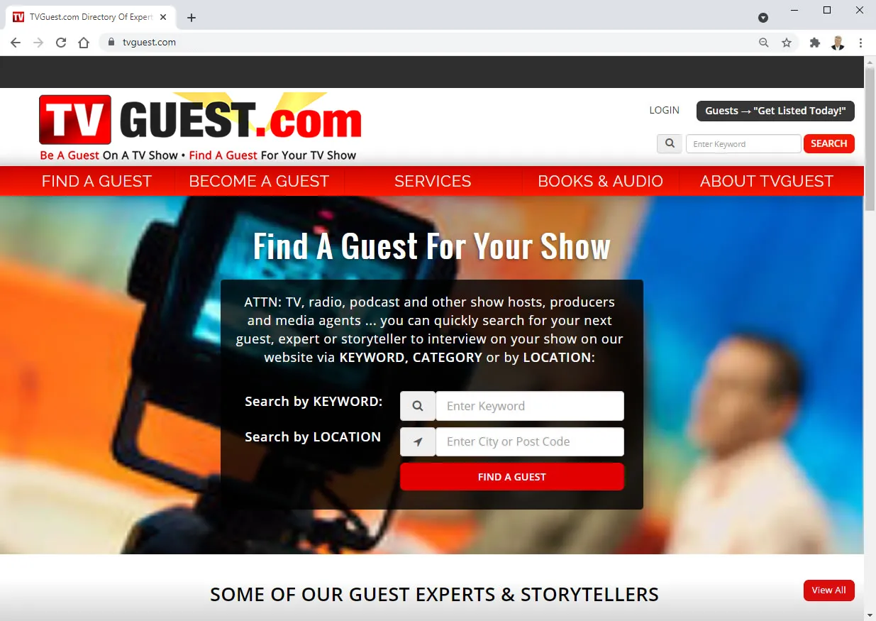 TVGuest.com (Become A TV Guest)