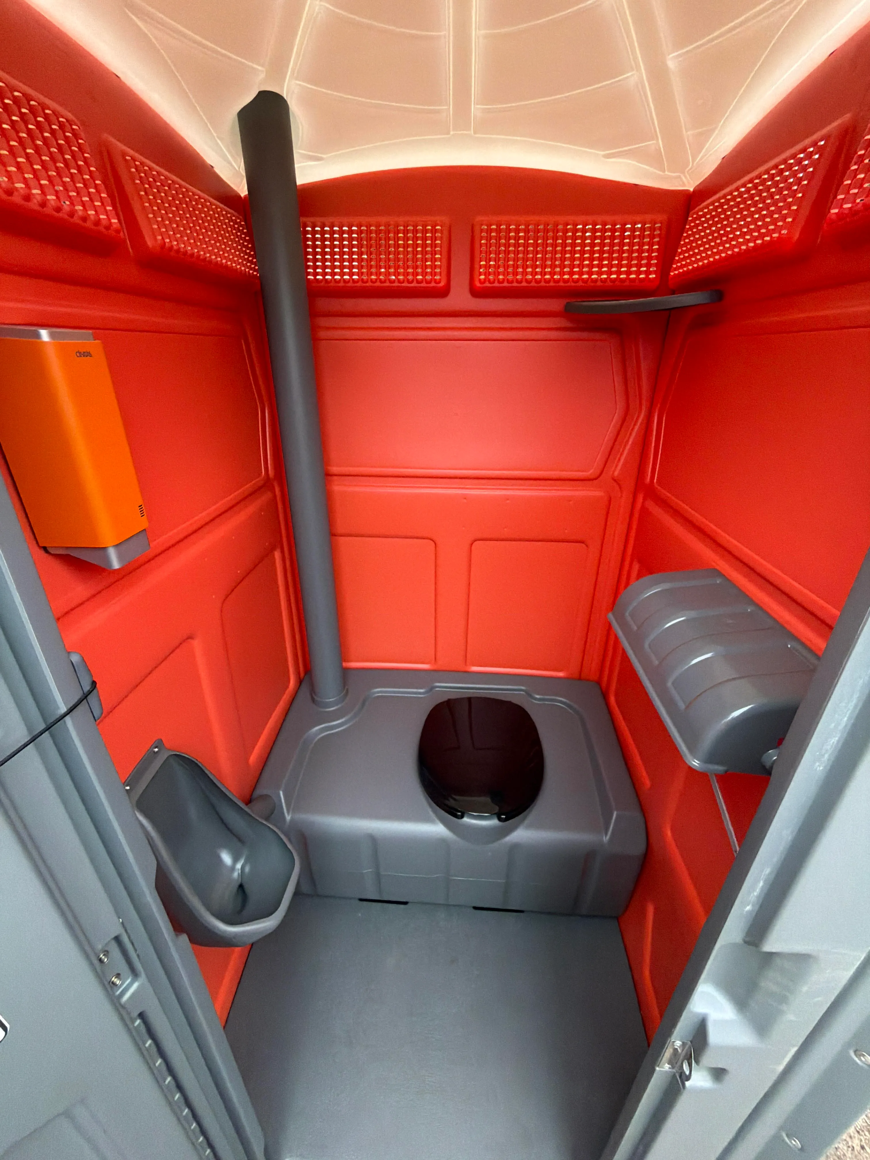 Inside of one of our top-quality porta-potties