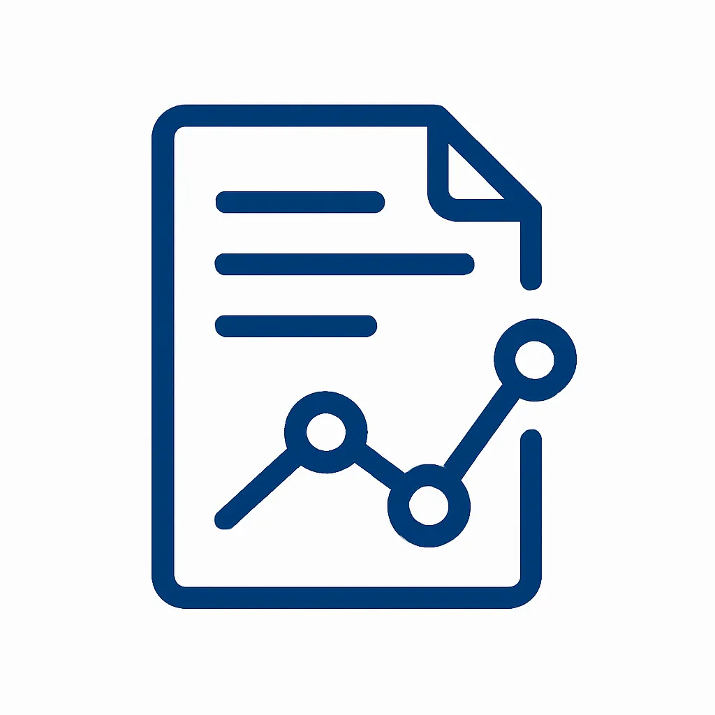 Flat vector icon of a document with a header and bullet points, representing the Excel Calculator Cover Sheet download.