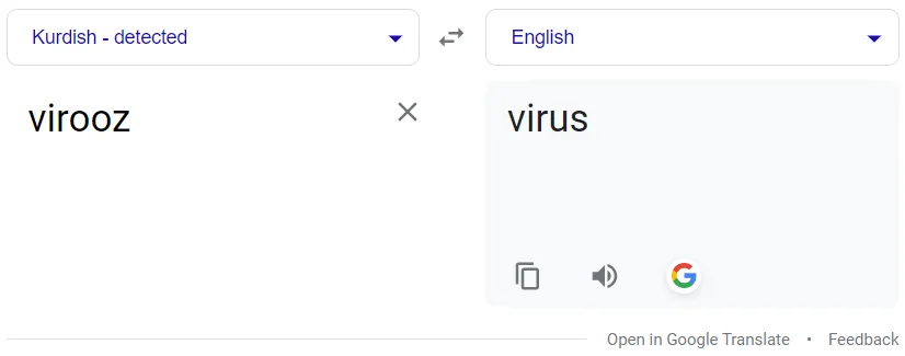 virooz in kurish means virus