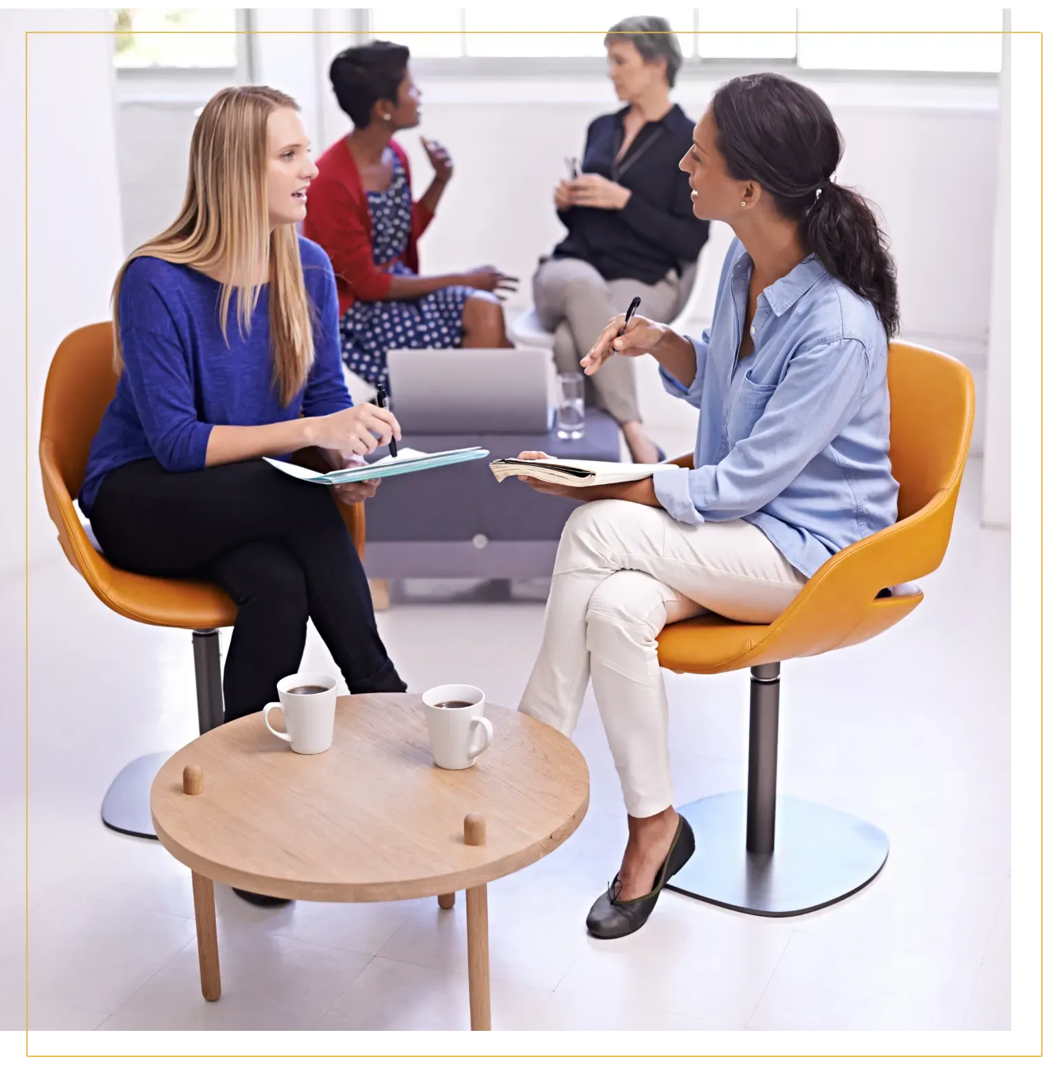 four women learning together in group