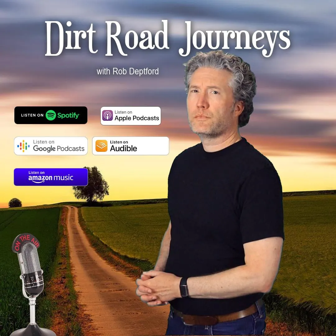 Founder Rob Deptford on the cover art for his Dirt Road Journeys podcast