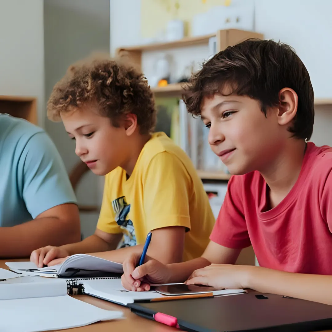 kids answering their homework at home