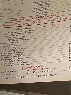 Menu from Nick's Seafood Pavilion in Yorktown, displayed in the VA 250 Patrons and Patriots Exhibit at the American Revolution Museum at Yorktown