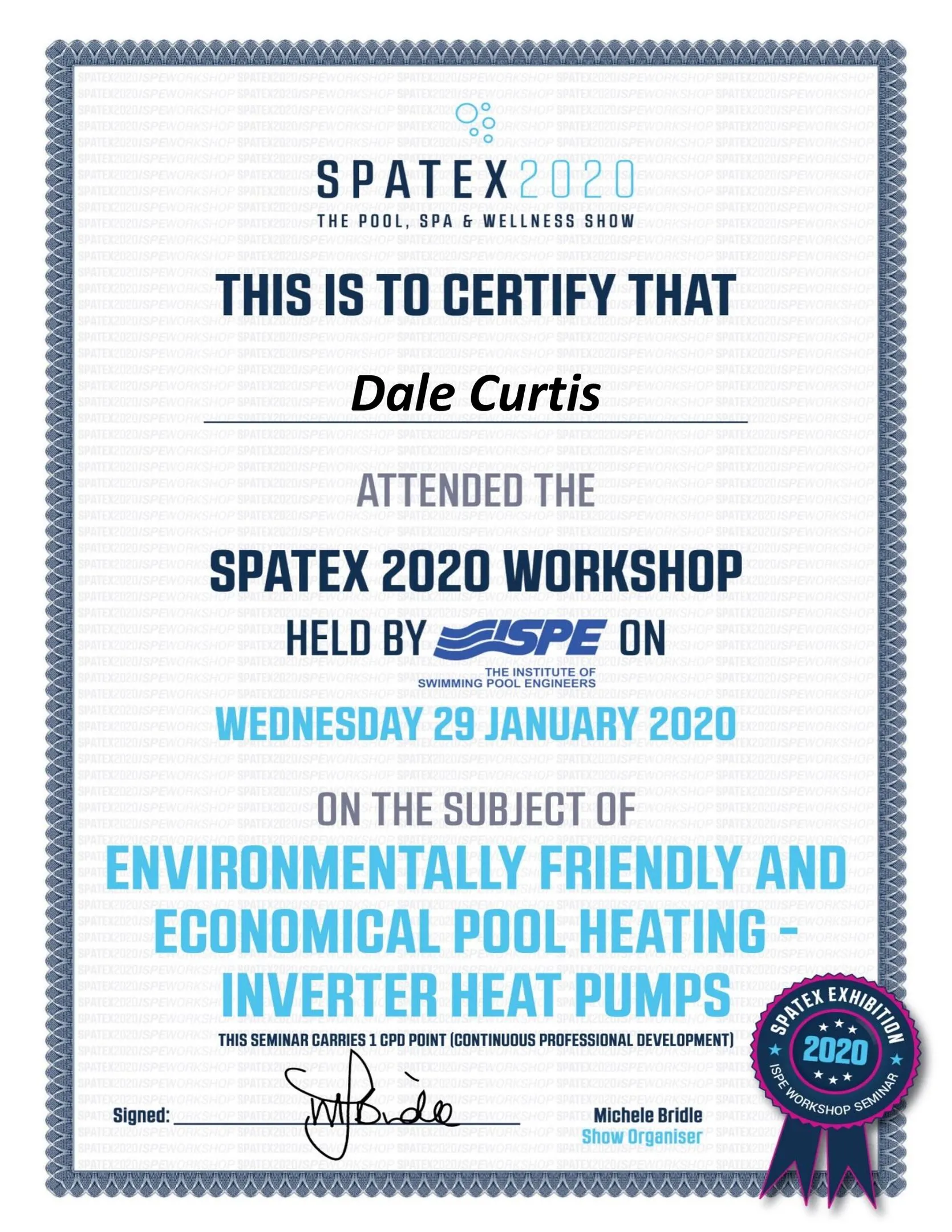 Pool Heating Certificate