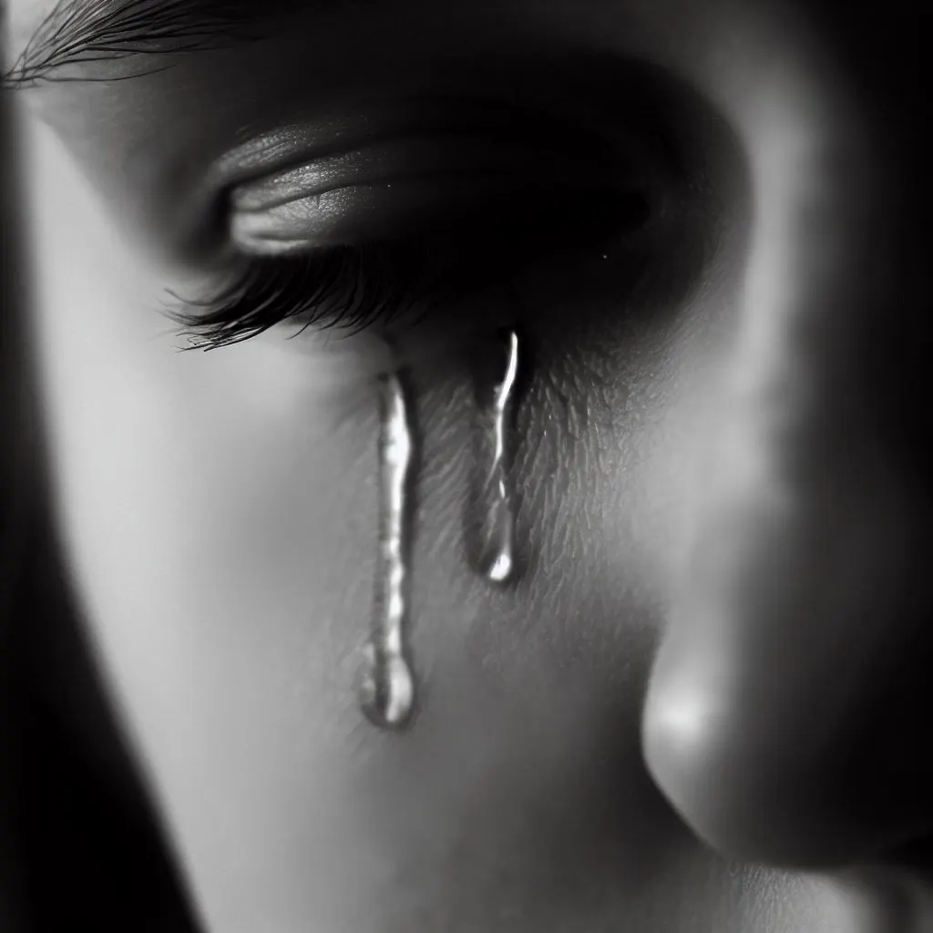 Close up of tears streaming down a face