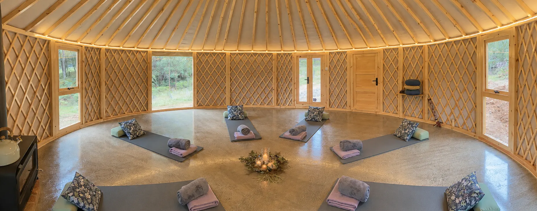 the finished yurt ready for your breathwork experience leave the city and connect to nature