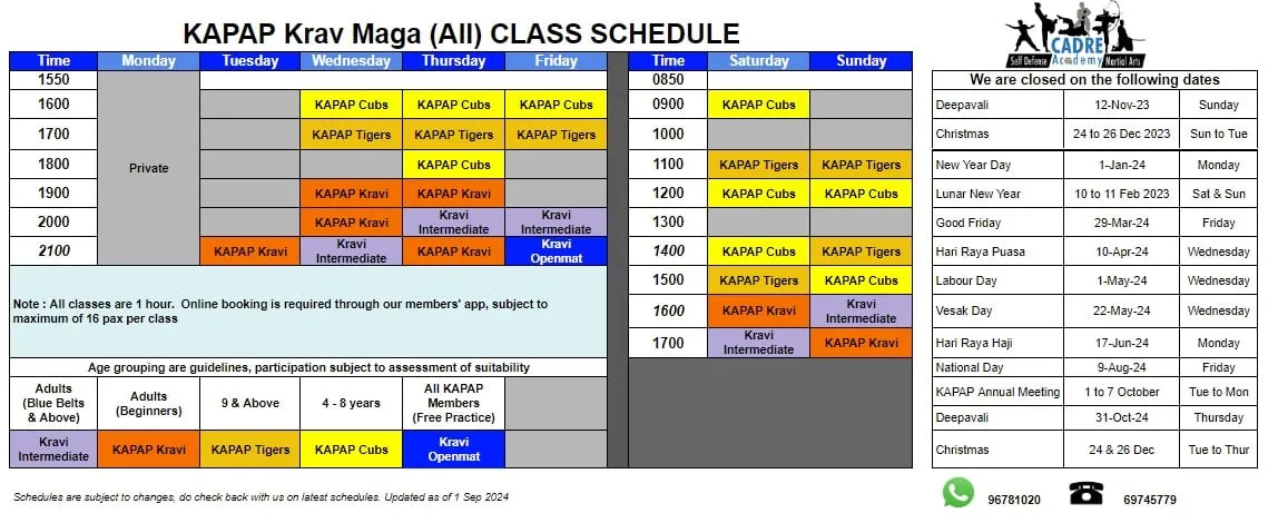 CADRE Class Schedule