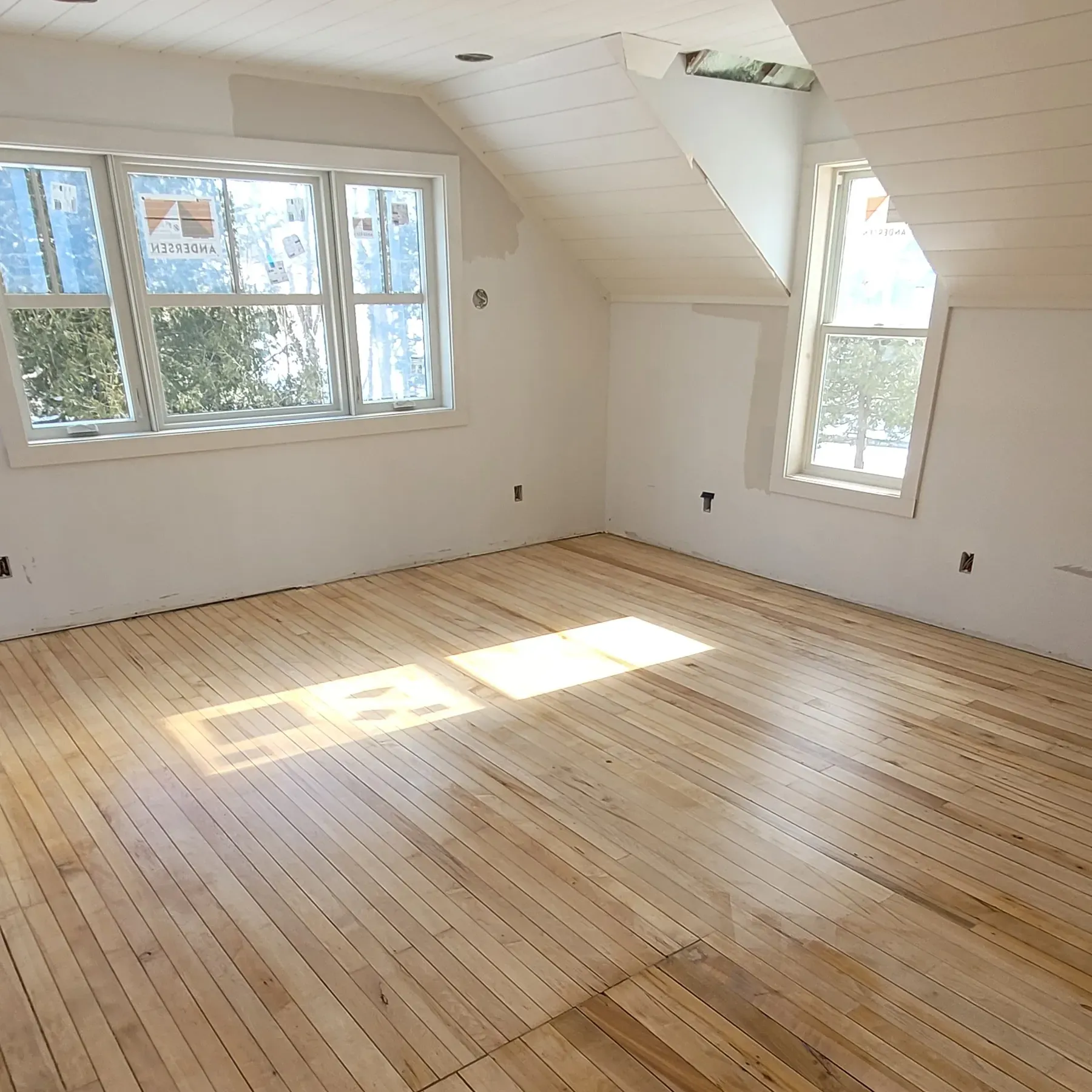 Installed natural wood floor 