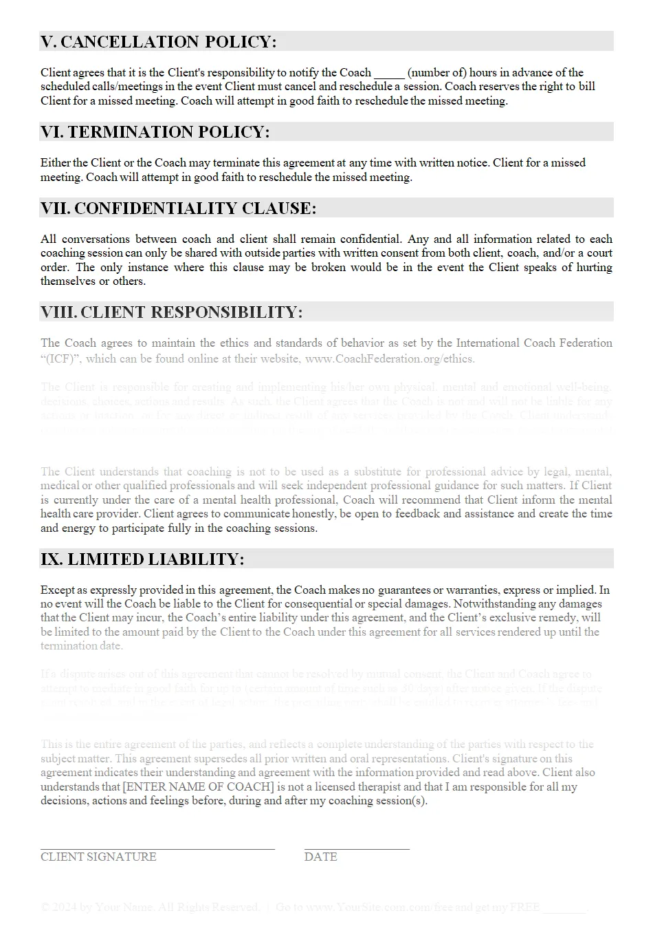 Coaching Terms & Agreement (2 PAGES)
