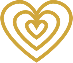 layered hearts gold colored icon