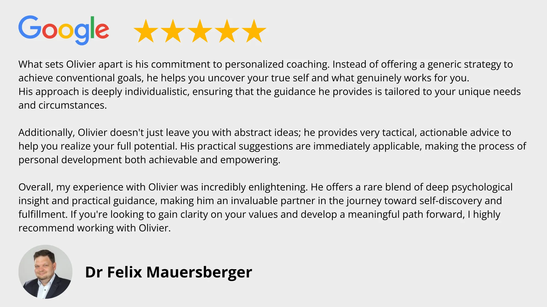 Felix Review Of Olivier's Coaching